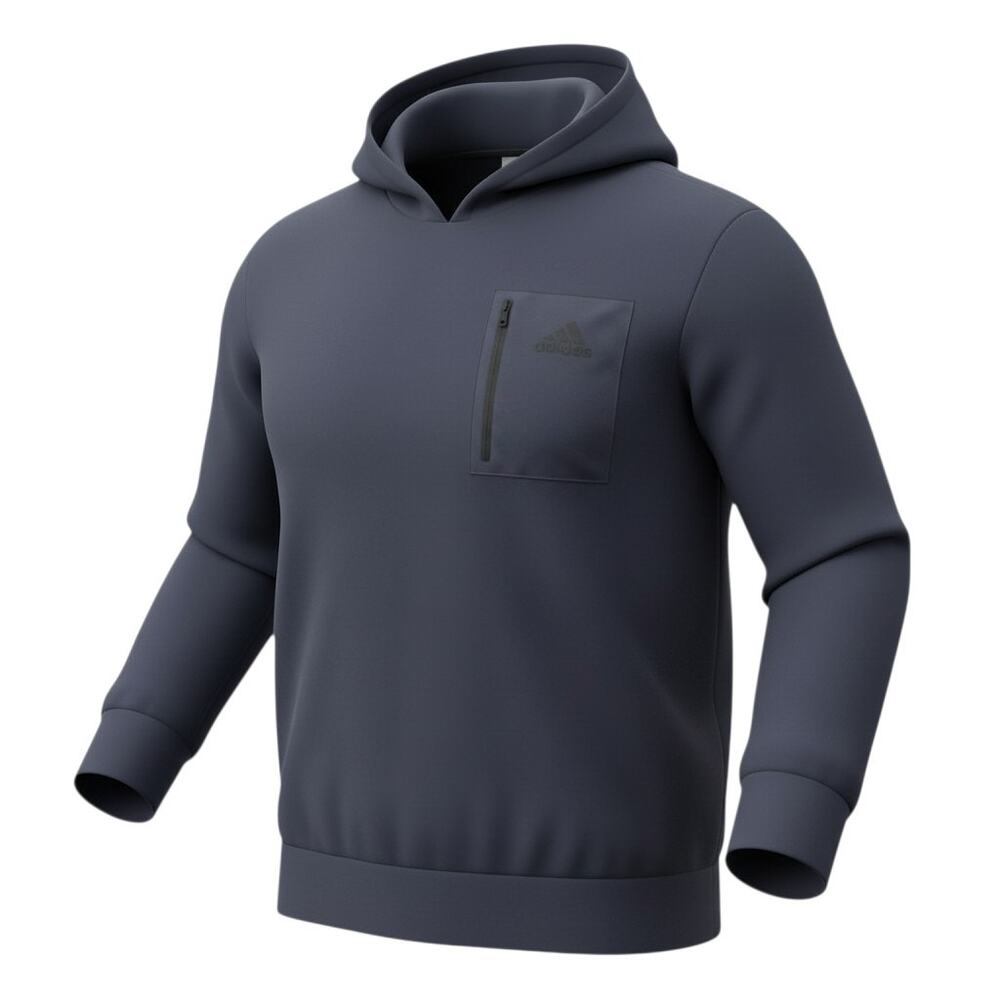 Adidas Mens Fleece Pullover Hoodie Navy Blue 2XL Athletic Sweatshirt